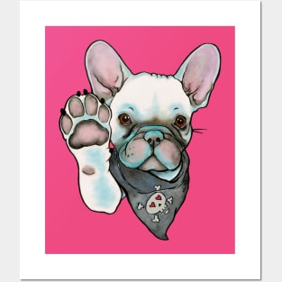 High Five French Bulldog White Posters and Art